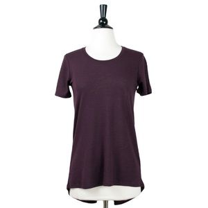 Dex | Deep Burgundy Slub Textured Round Neck Tee with Deep Slit Back